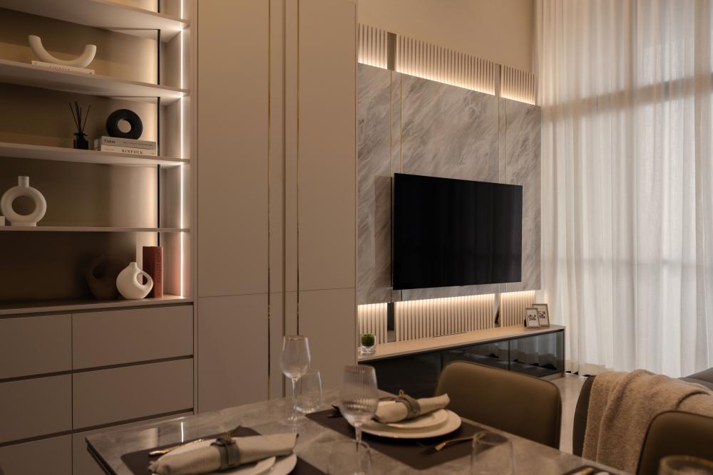 Modern Dining Room with Dining Table and Lighting