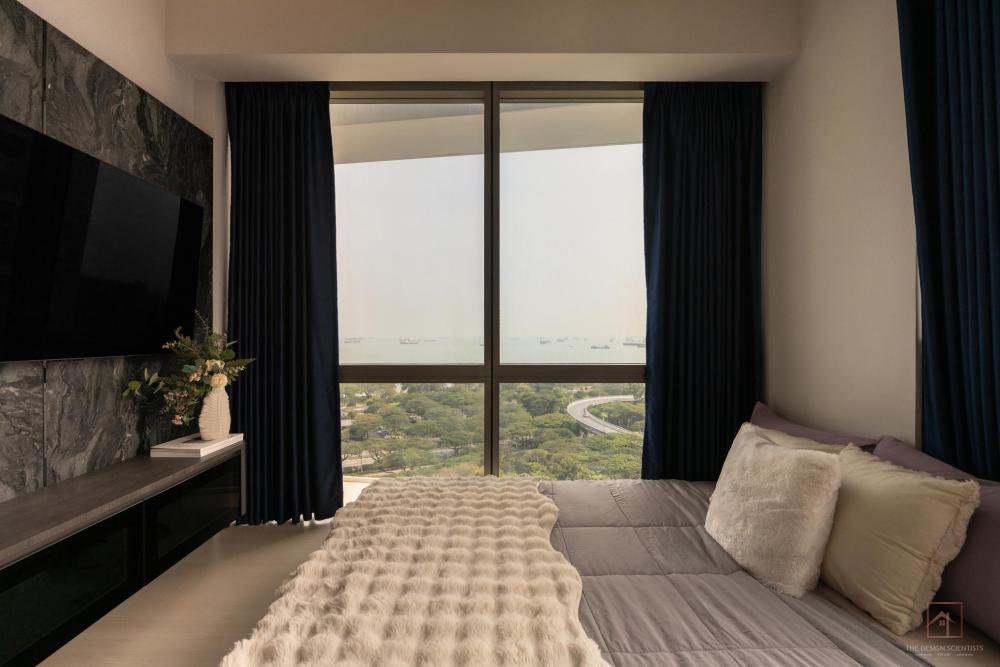 Contemporary Bedroom with Bay Window and Wardrobe