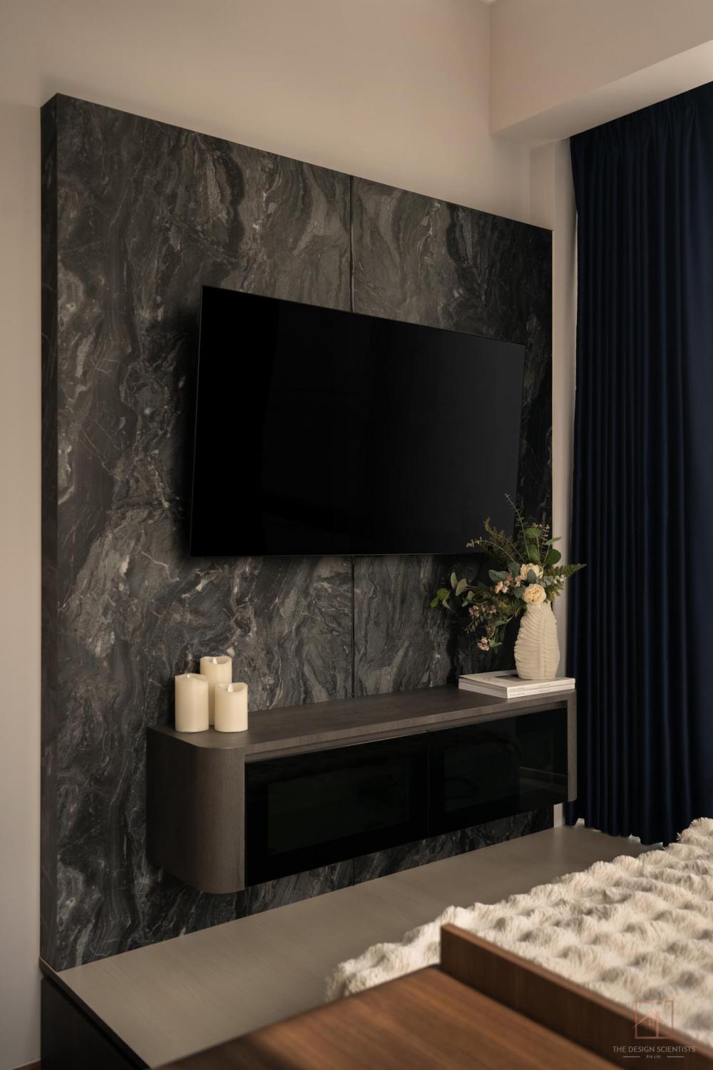 Contemporary Bedroom with Platform Bed and TV Console