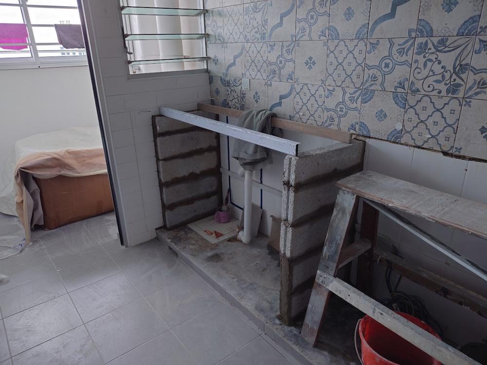 Scandinavian Kitchen with Kitchen Island and Mosaic