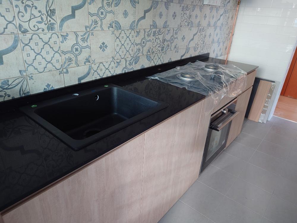 Scandinavian Kitchen with Kitchen Island and Cupboard