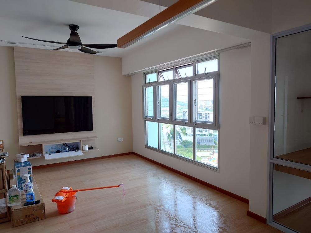 Scandinavian Living Room with Vinyl Flooring and Homogeneous Tiles