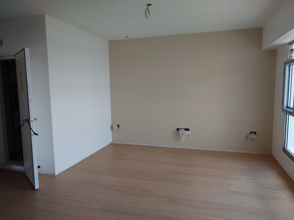 Scandinavian Living Room with Vinyl Flooring and Feature Wall