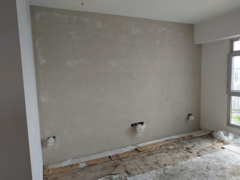 Scandinavian Living Room with Feature Wall and Mirror