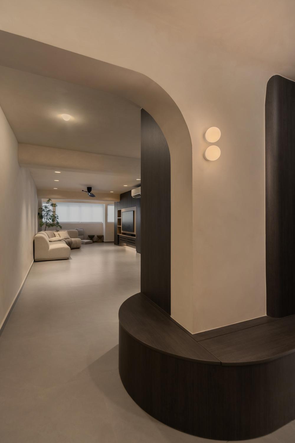 Contemporary Entryway with Seating Bench and Storage Cabinets