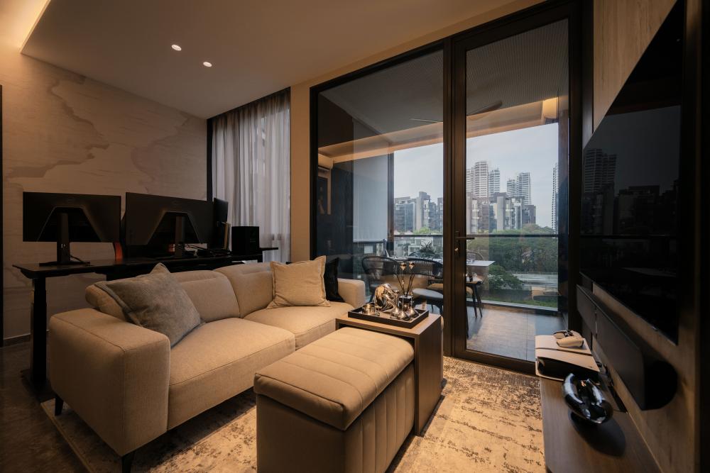 Contemporary Living Room with TV Console and Coffee Table