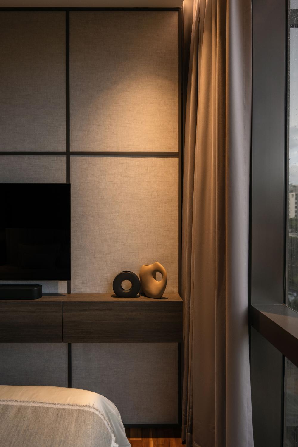 Contemporary Bedroom with Platform Bed and Flooring