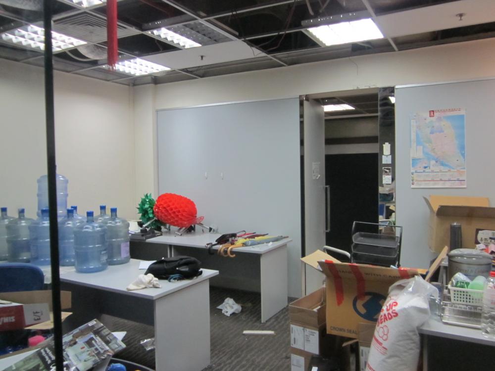 Asian Home Office with Drawer Units and Wall Shelves