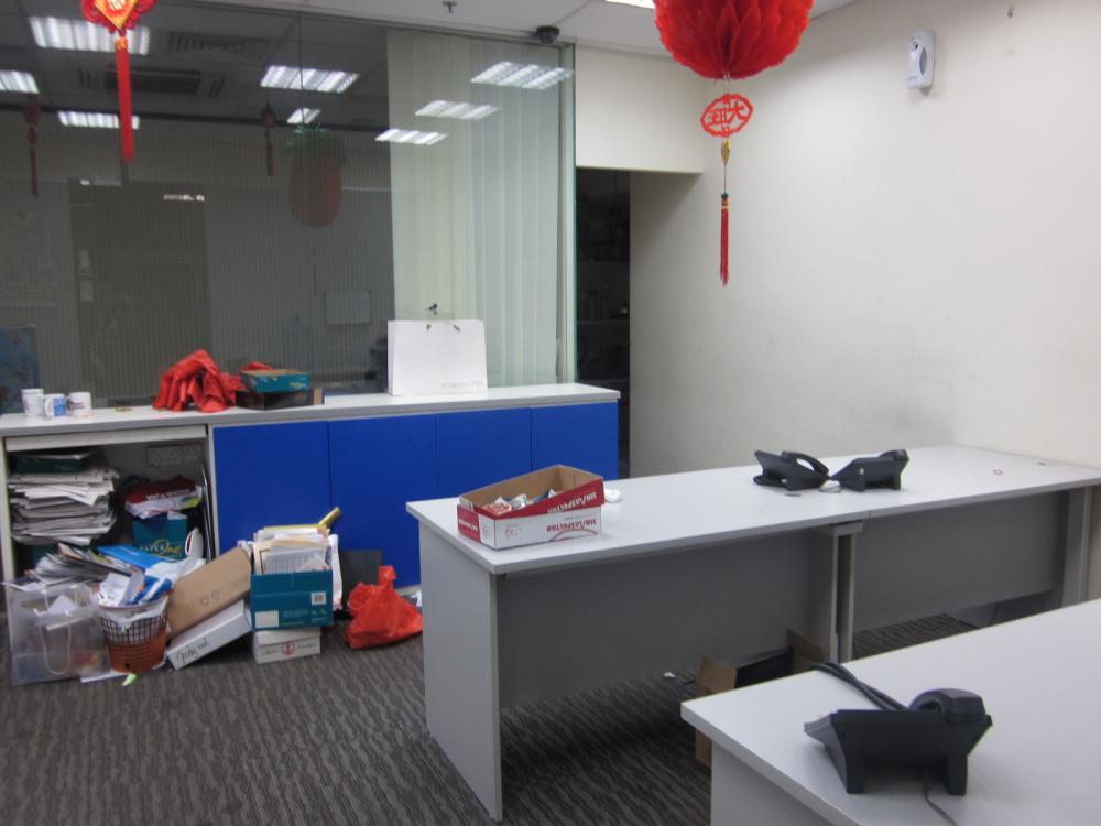 Asian Home Office with Desk Chairs and Storage Cabinets