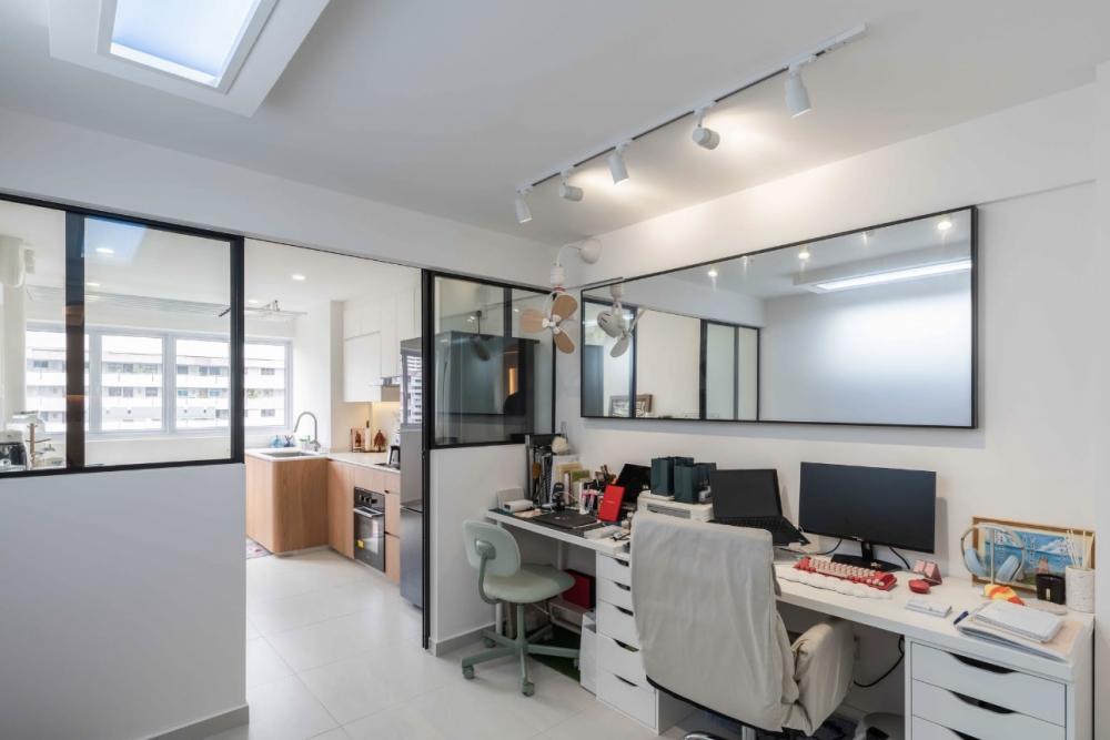 Modern Home Office with Desk and Desk Chairs