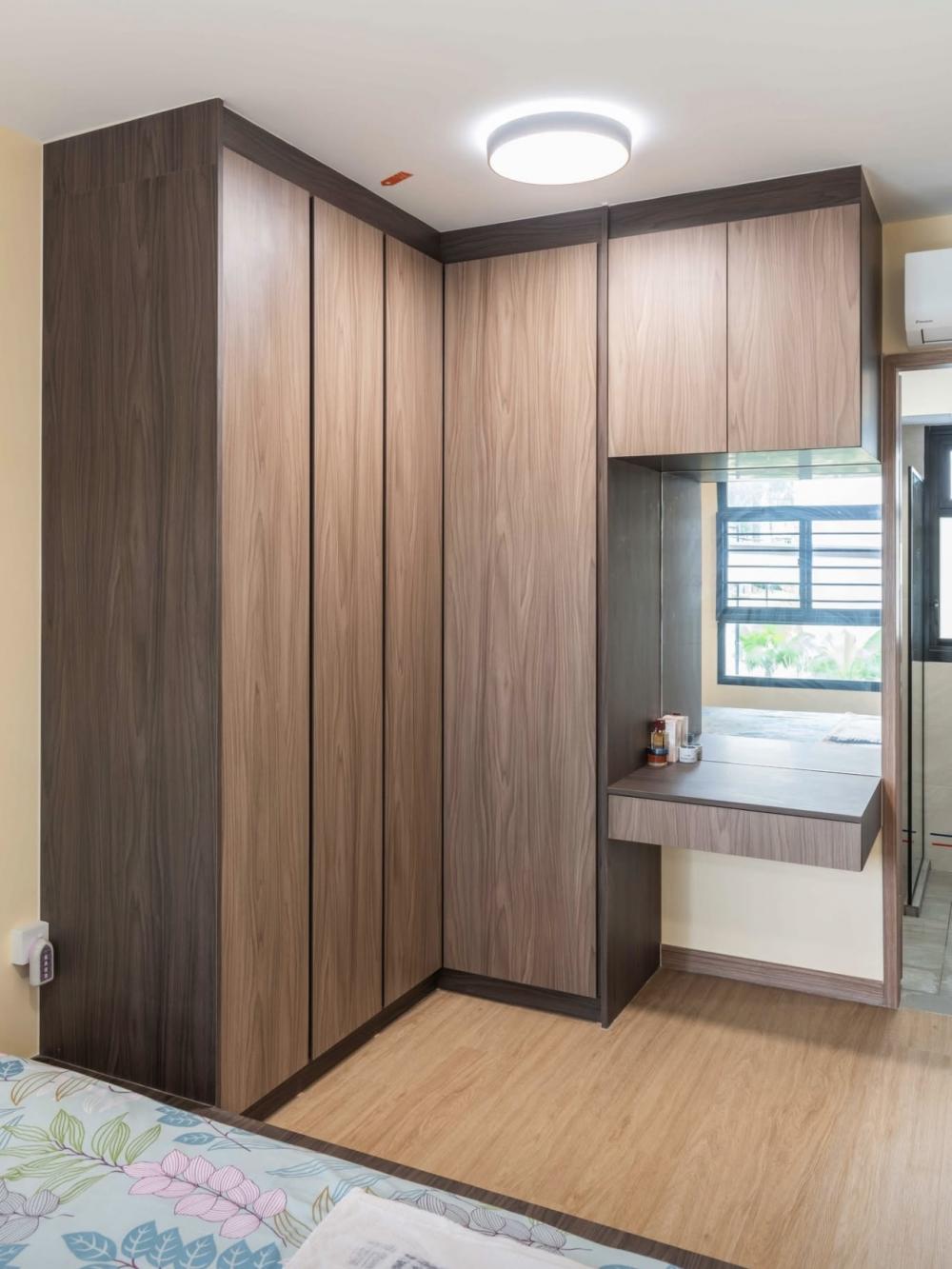 Vintage Bedroom with Vinyl Flooring and Wardrobe