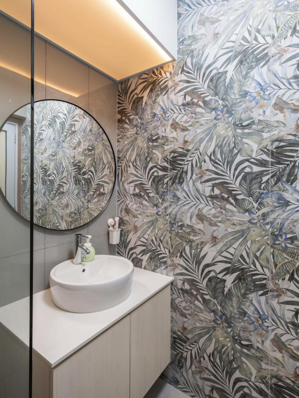 Asian Bathroom with Homogeneous Tiles and Shower Screen