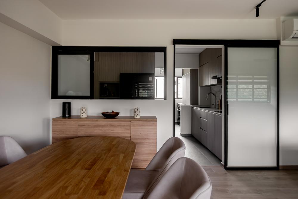 Modern Dining Room with Dining Table and Storage Cabinets
