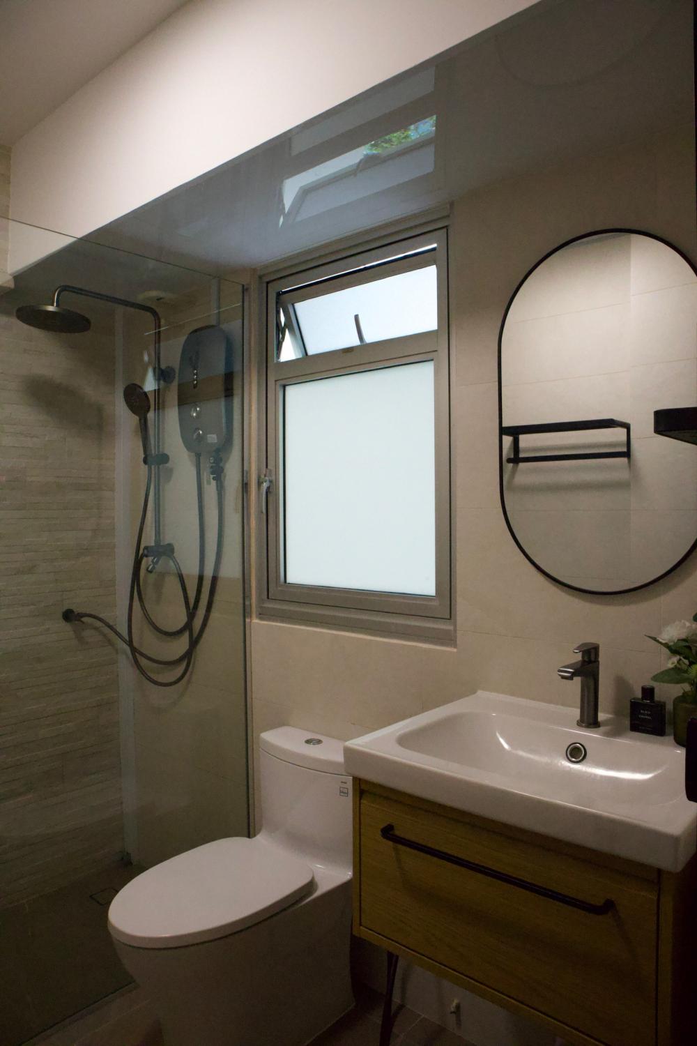Country Bathroom with Mirror and Shower Screen