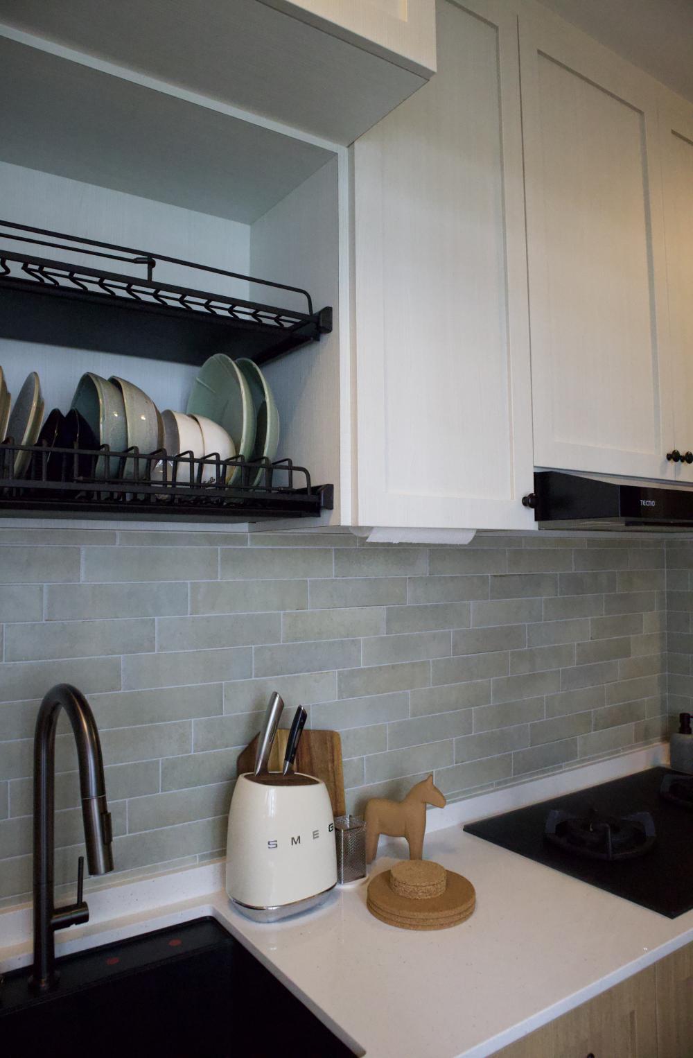 Country Kitchen with Countertop and Homogeneous Tiles