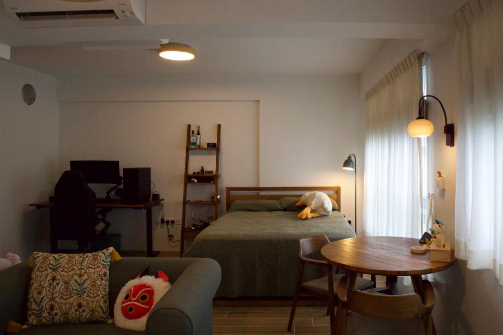 Country Bedroom with Dining Table and Dining Chairs