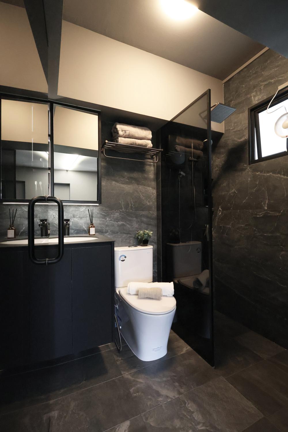 Modern Bathroom with Mirror and Shower Screen