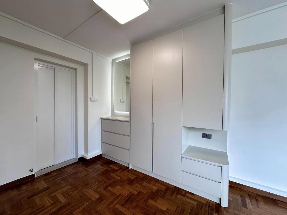 Scandinavian Bedroom with Ceiling Light and Wardrobe