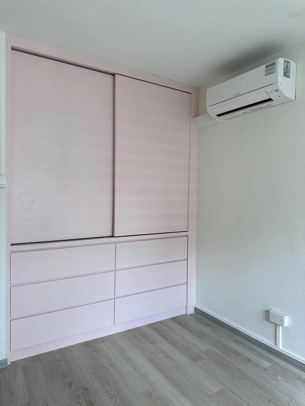Scandinavian Bedroom with Vinyl Flooring and Wardrobe