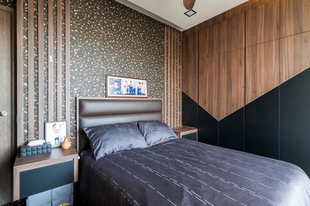 Contemporary Bedroom with Parquet Floor and Wardrobe