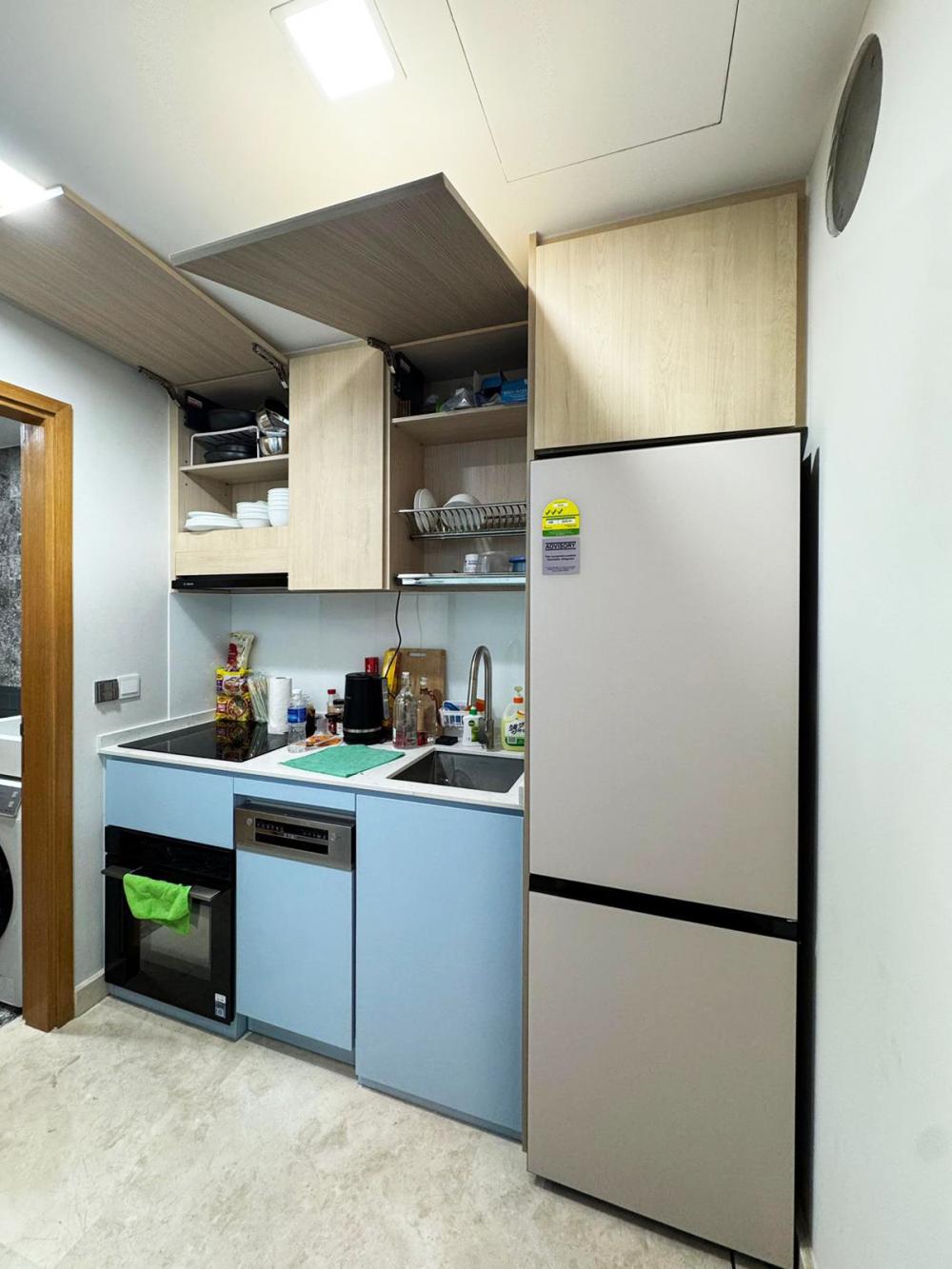 Scandinavian Kitchen with Countertop and Marble Floor