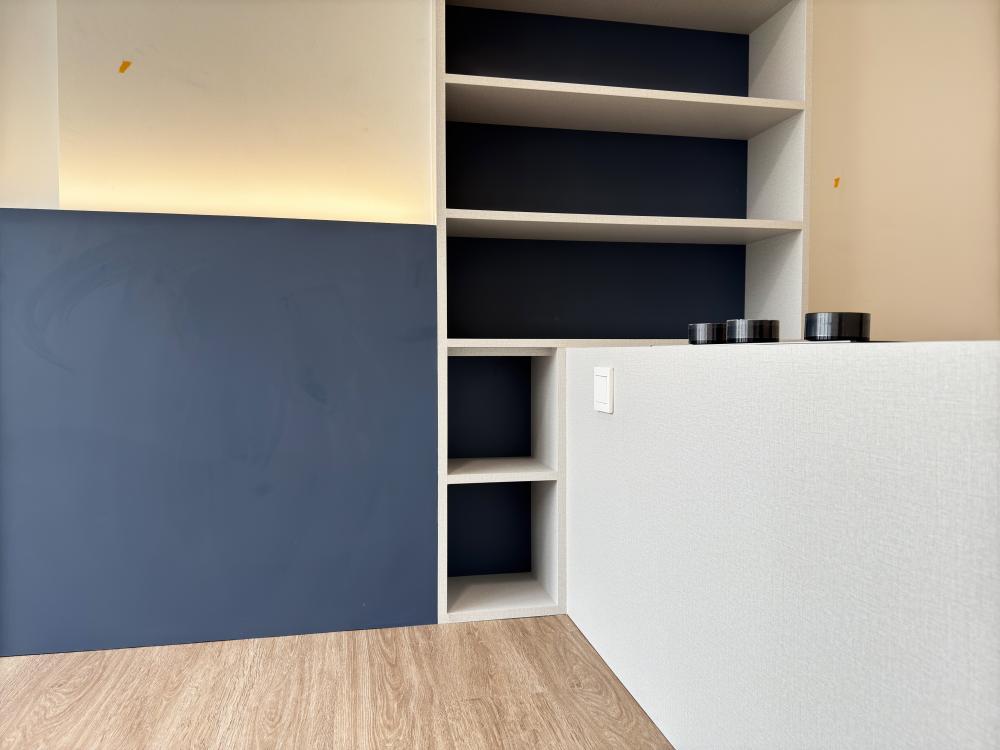 Minimalist Bedroom with Bookshelf and Platform Bed