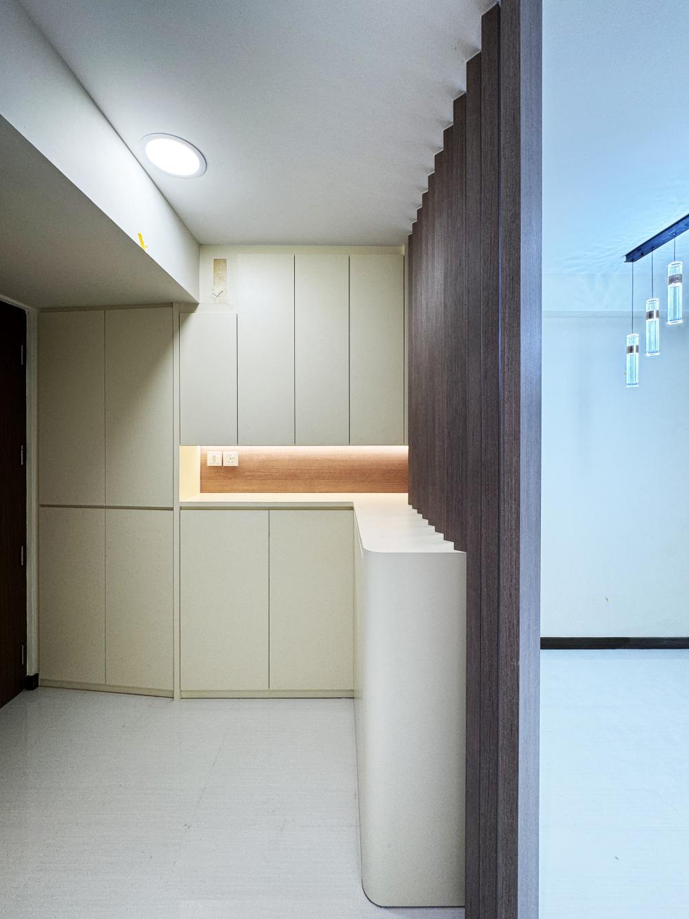 Minimalist Foyer with Artwork and Console Table