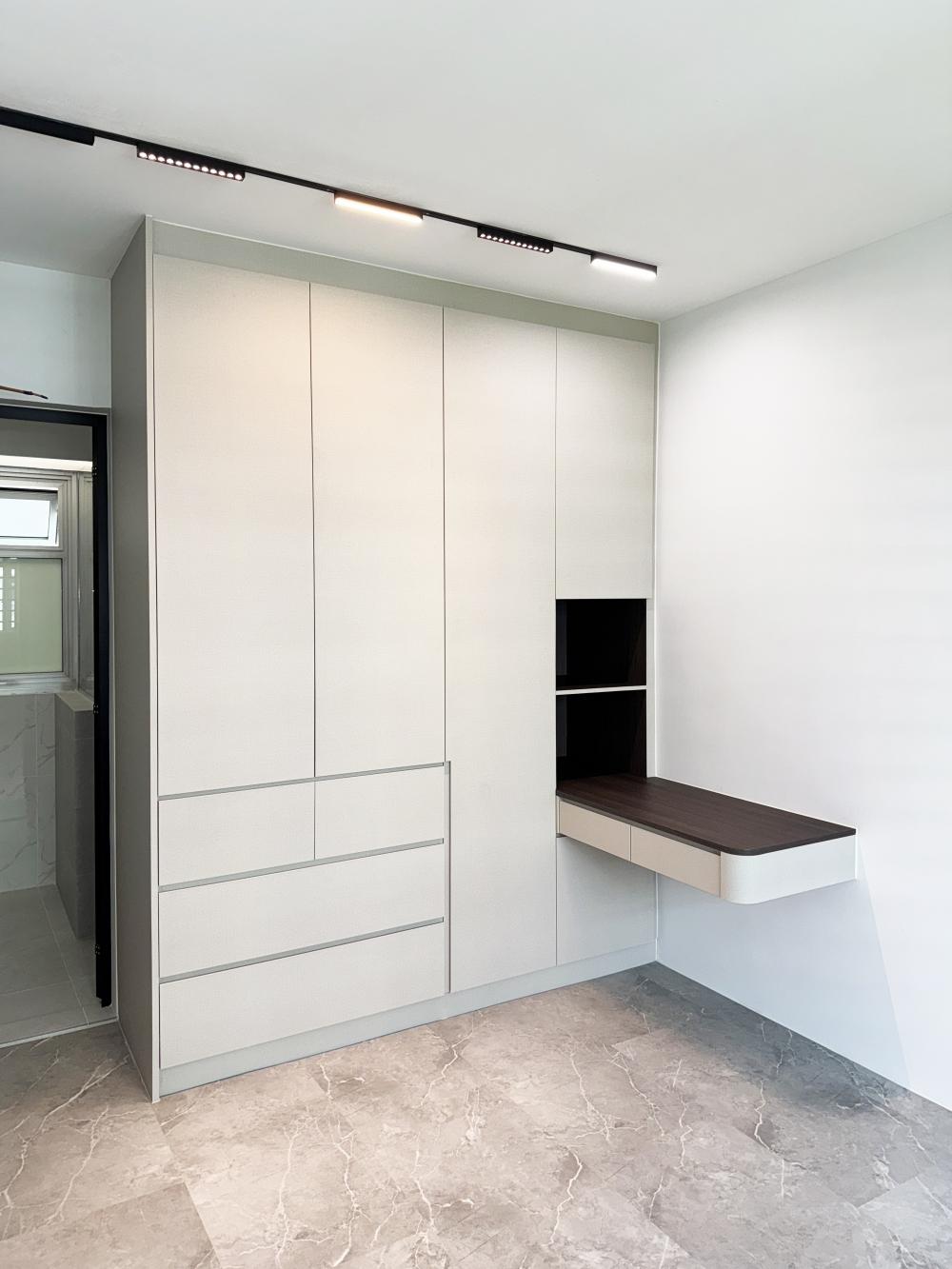 Modern Bedroom with Wardrobe and Bedside Table