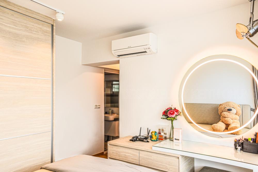 Scandinavian Bedroom with Mirror and Wardrobe