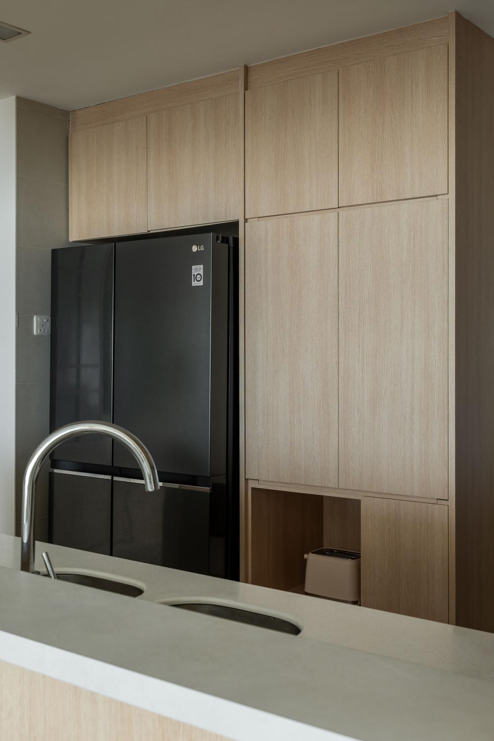 Asian Kitchen with Kitchen Window and Cupboard