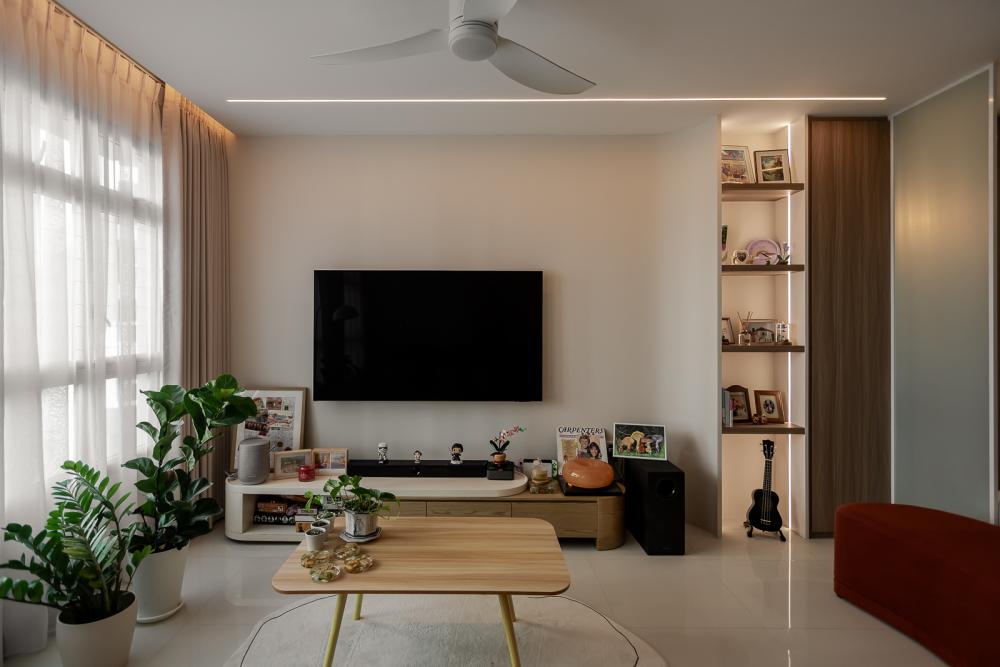 Modern Living Room with Settee and Homogeneous Tiles