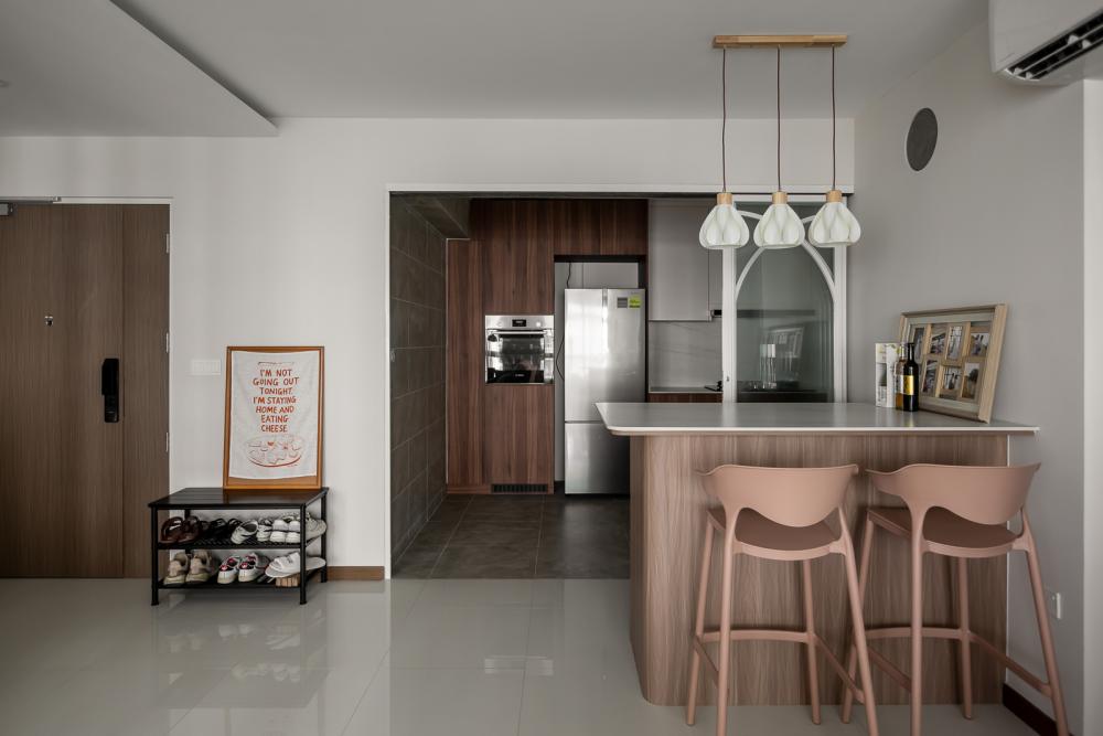 Modern Dining Room with Room Divider and Lighting