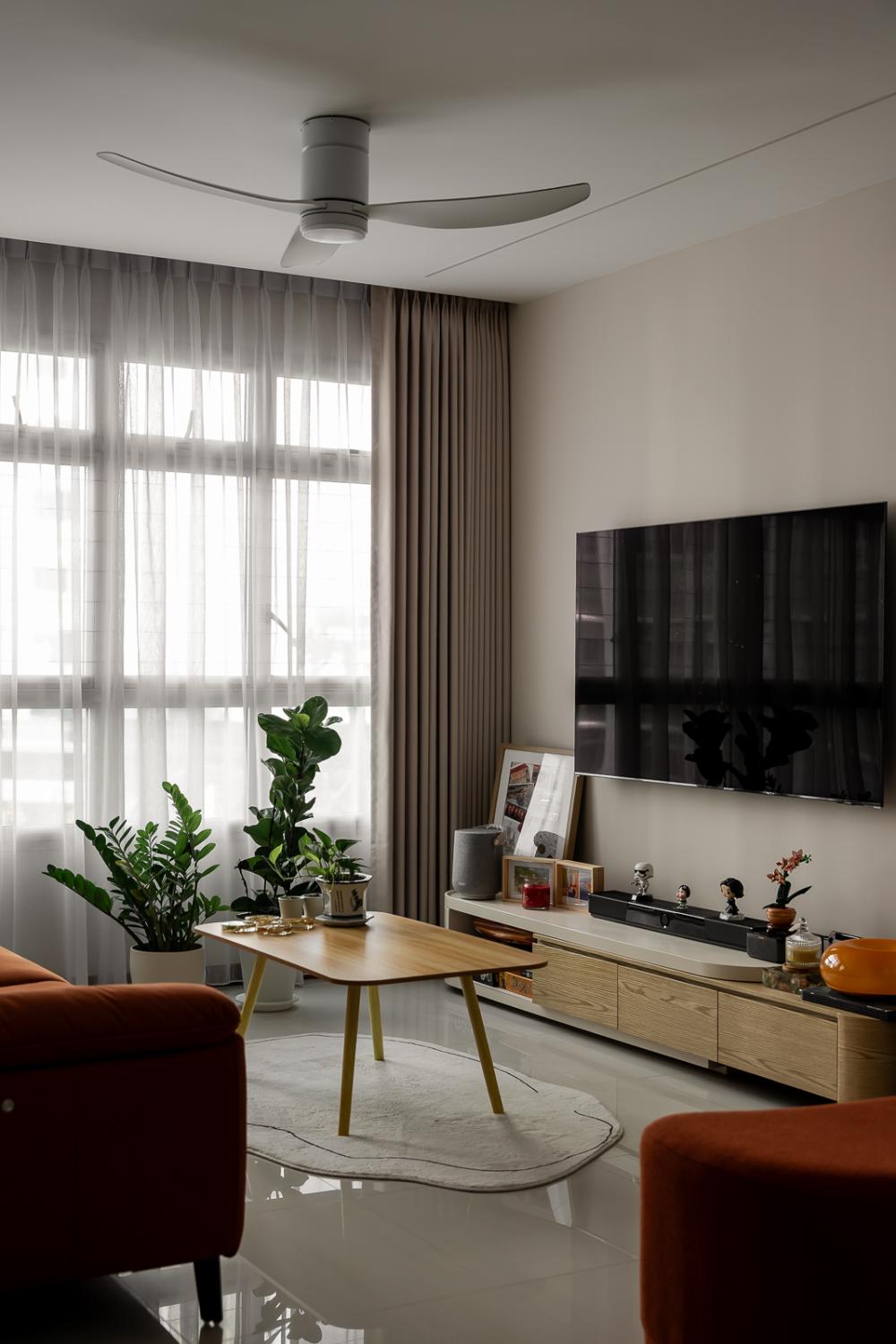 Modern Living Room with TV and Flooring