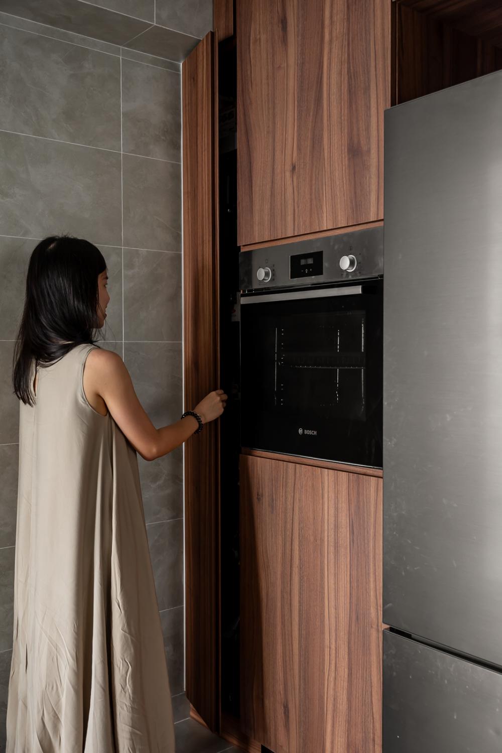 Modern Kitchen with Storage Cabinets and Small Storage