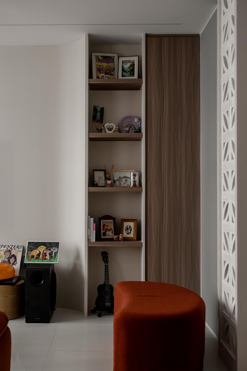 Modern Living Room with Seating Bench and Shoe Rack