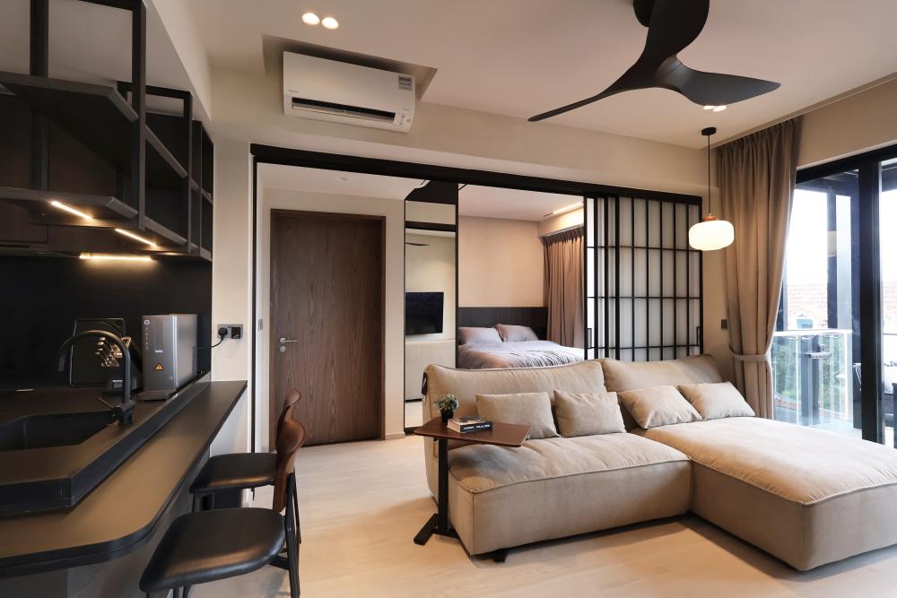 Modern Living Room with TV Console and Sofa