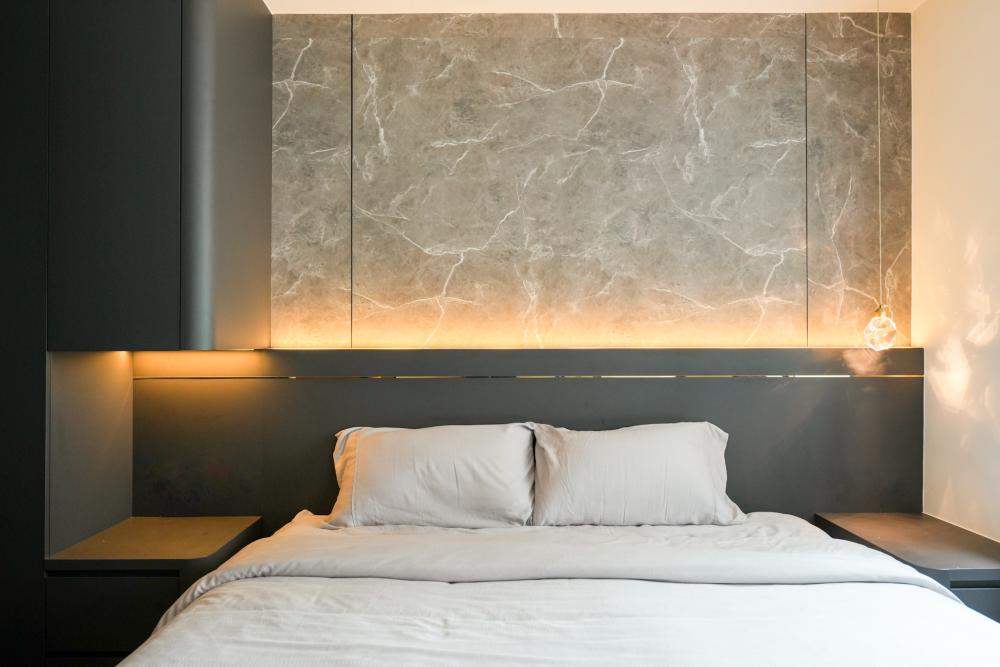 Modern Bedroom with Granite Floor and Marble Floor