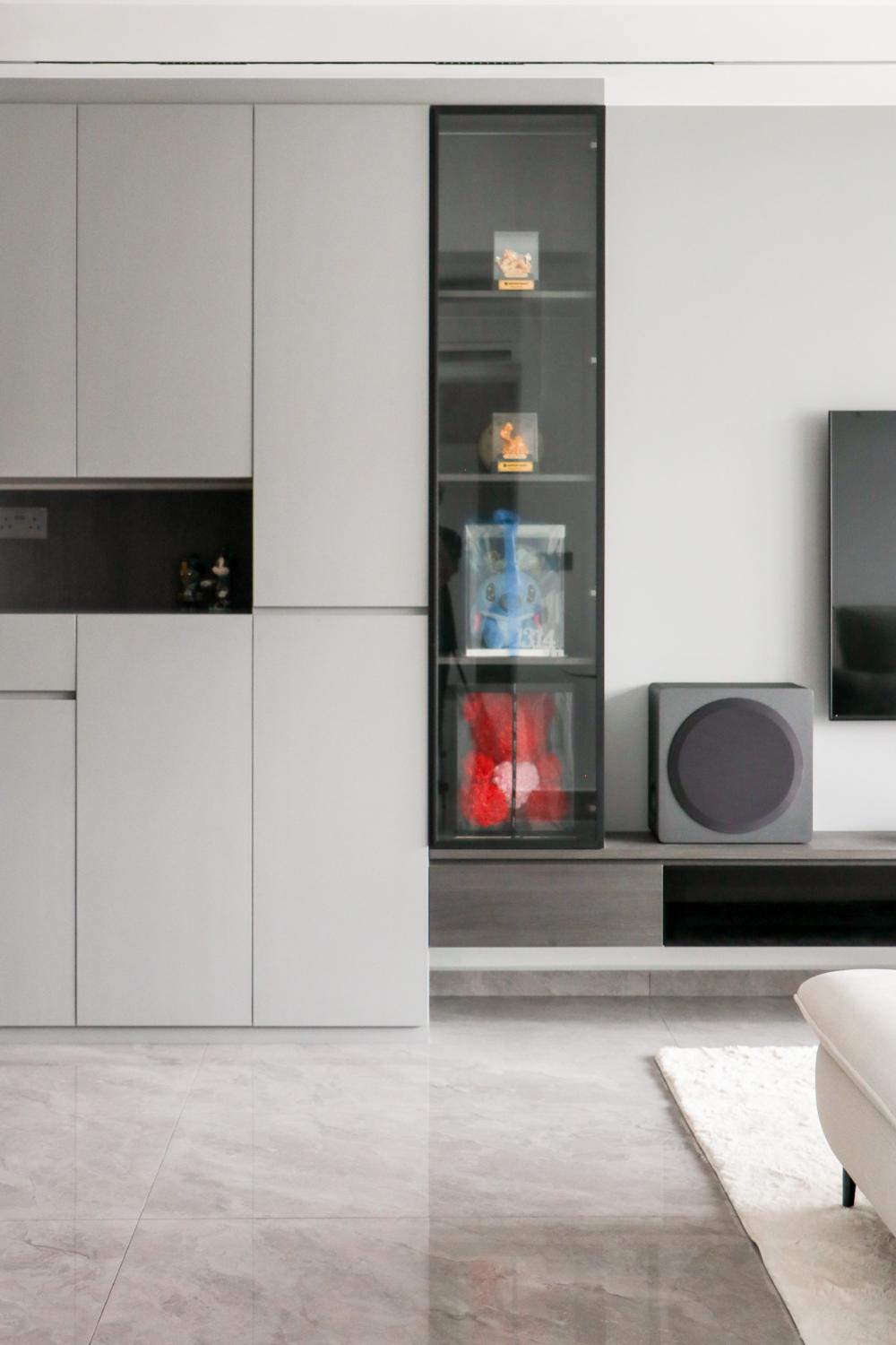 Modern Living Room with Feature Wall and Bay Window