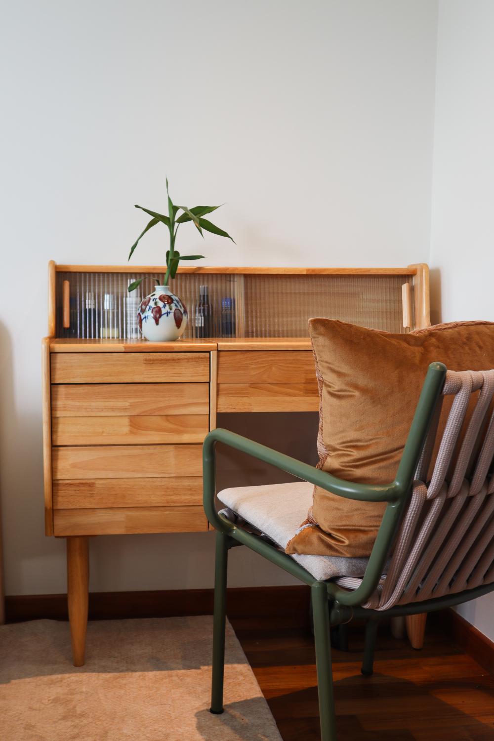 Scandinavian Bedroom with Bedroom Dresser and Armchairs