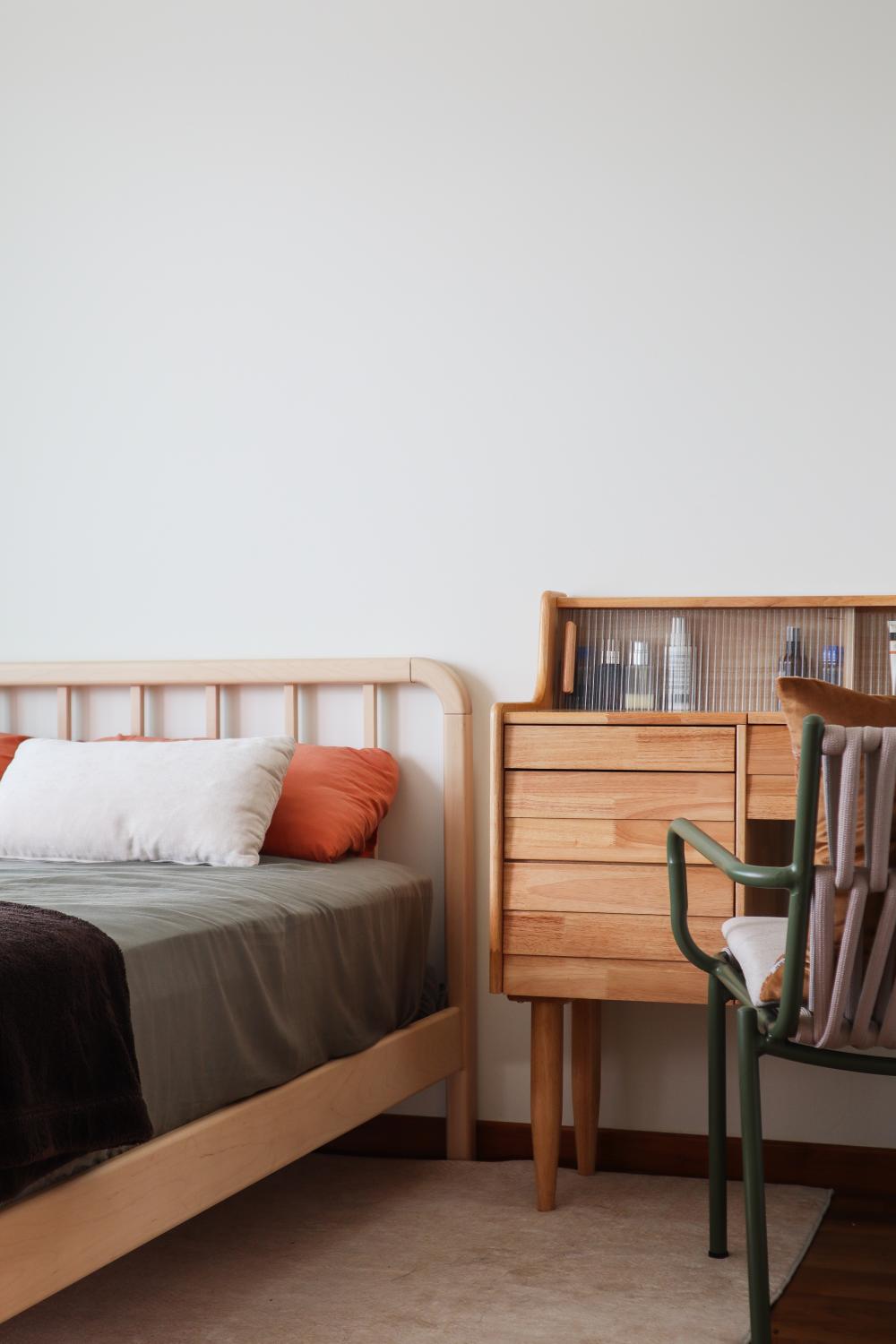 Scandinavian Bedroom with Bedroom Dresser and Desk Chairs