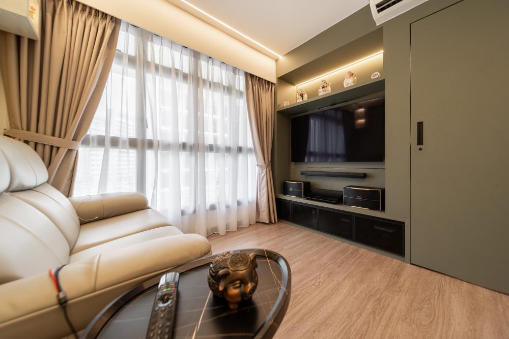 Contemporary Living Room with TV Console and Sofa