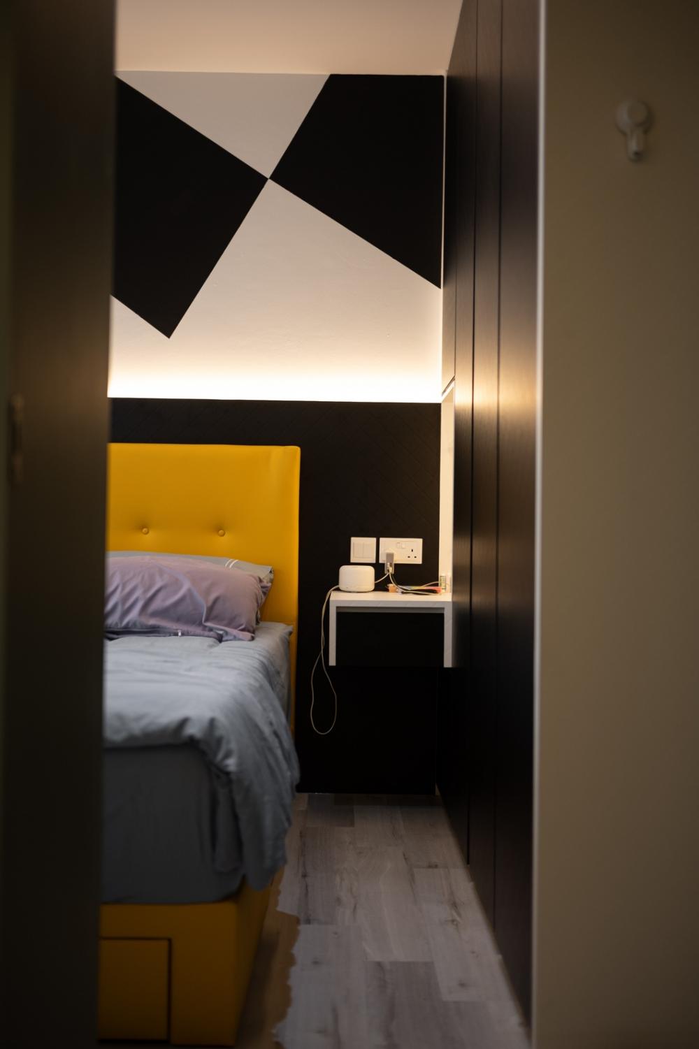 Contemporary Bedroom with Wardrobe and Bedside Table