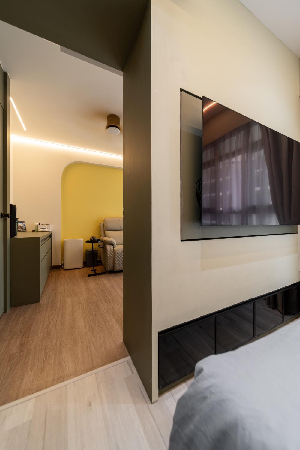 Contemporary Bedroom with Wardrobe and Bedside Table