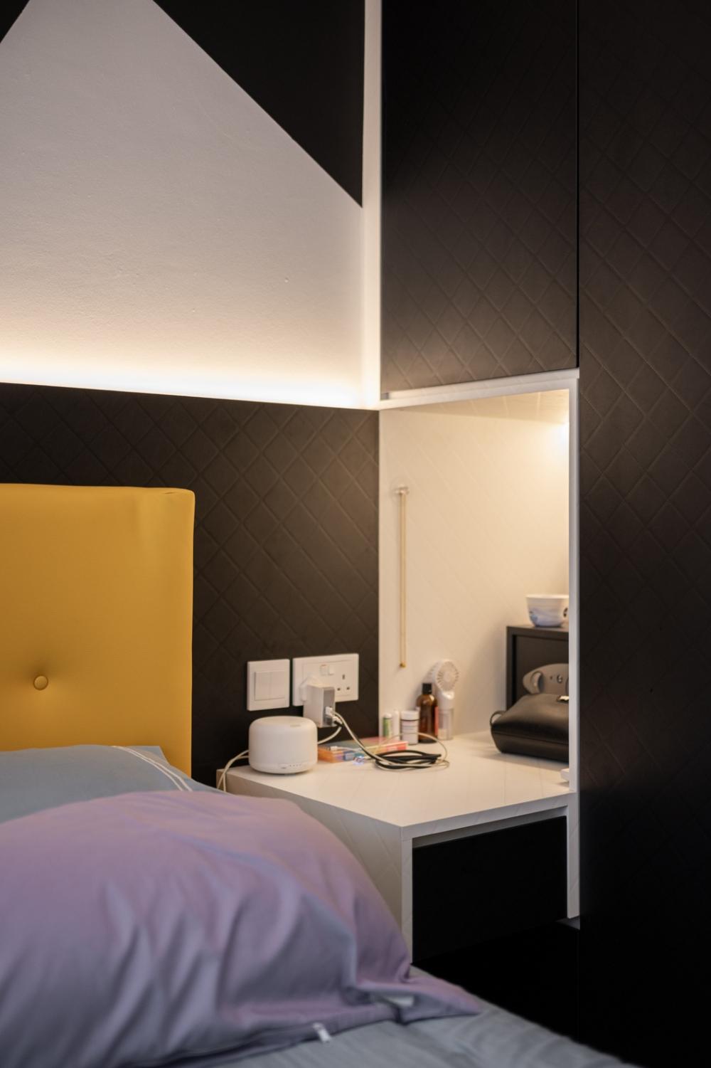 Contemporary Bedroom with Wardrobe and Bedside Table