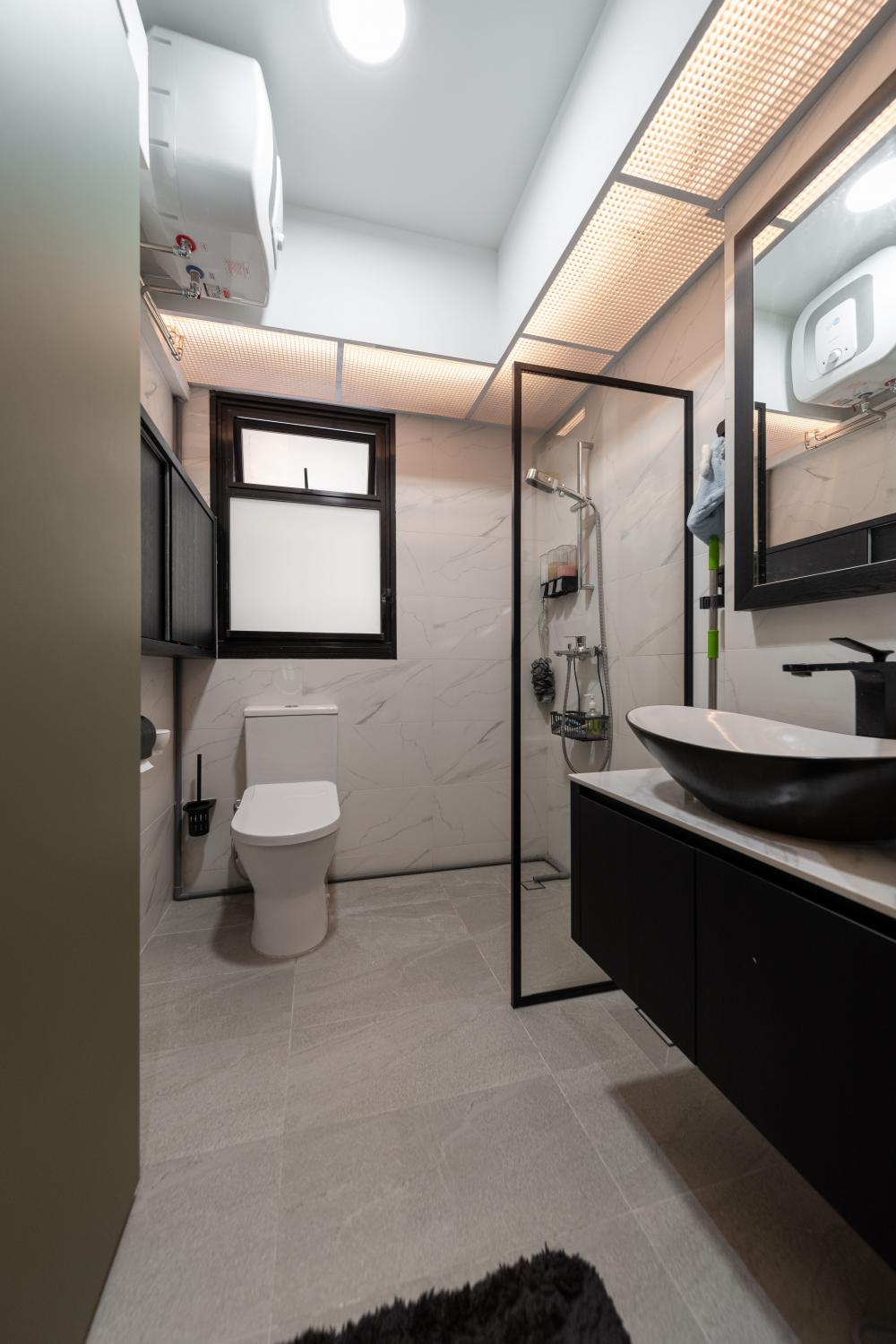 Contemporary Bathroom with Countertop and Shower Screen