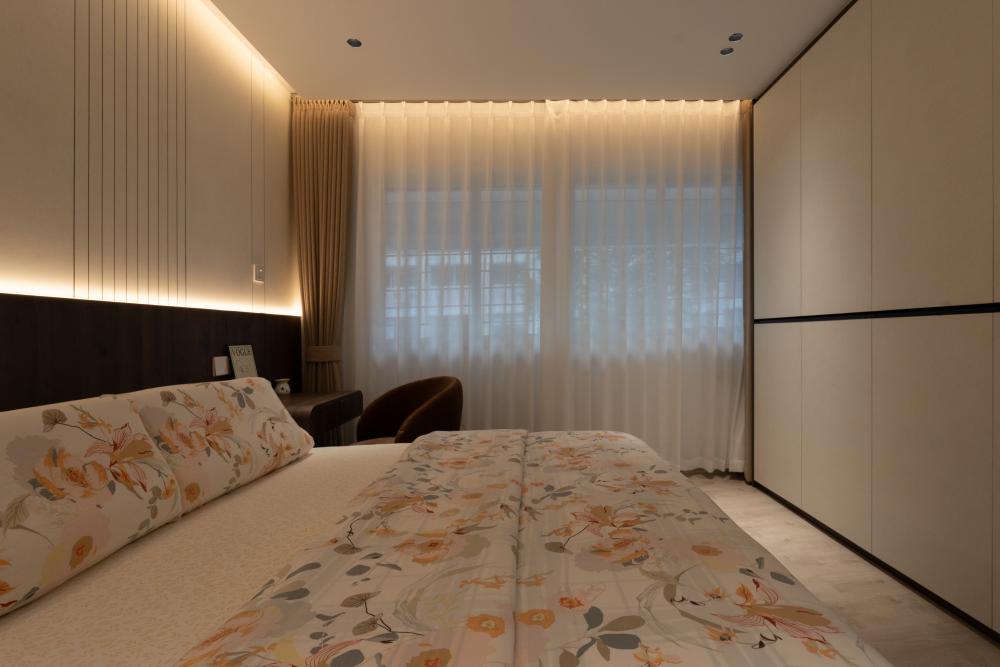 Contemporary Bedroom with Ceiling Light and Wardrobe