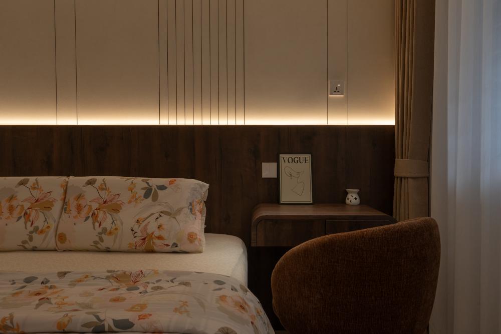 Contemporary Bedroom with Vinyl Flooring and Wood Flooring