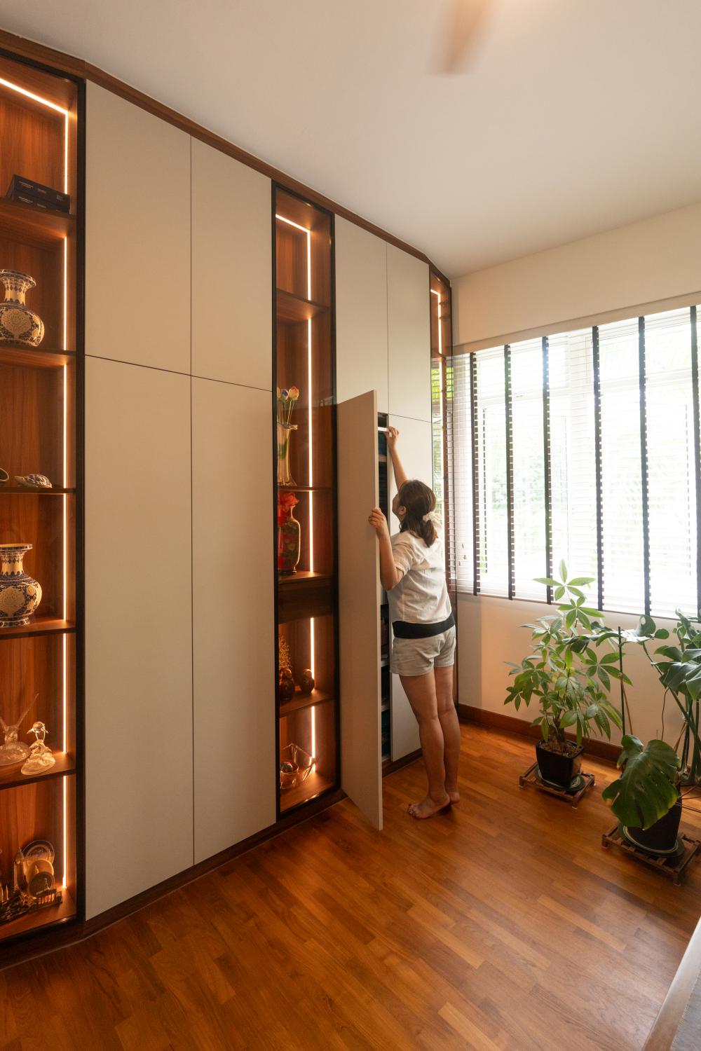 Contemporary Study with Bookshelf and Drop Light