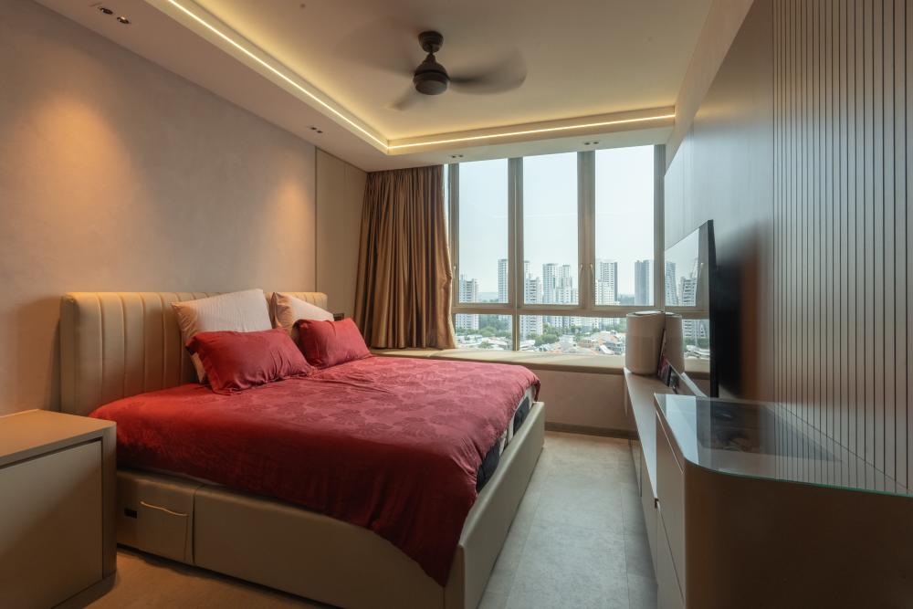 Modern Bedroom with Drop Light and Wardrobe