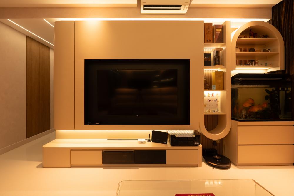 Modern Living Room with TV Console and Feature Wall